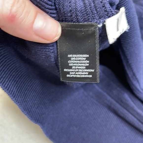 Ann Taylor Scalloped Trim Silk Blend Navy Sweater Size Medium - Picture 4 of 11